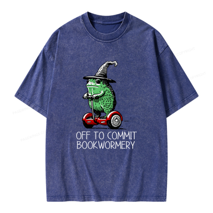 Pagewings Off To Commit Bookwormery Unisex Washed T-shirt