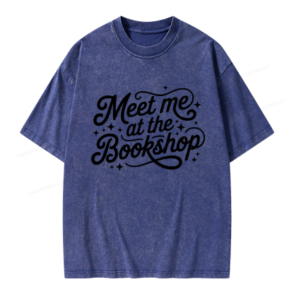 Pagewings Meet Me At The Bookshop Unisex Washed T-shirt