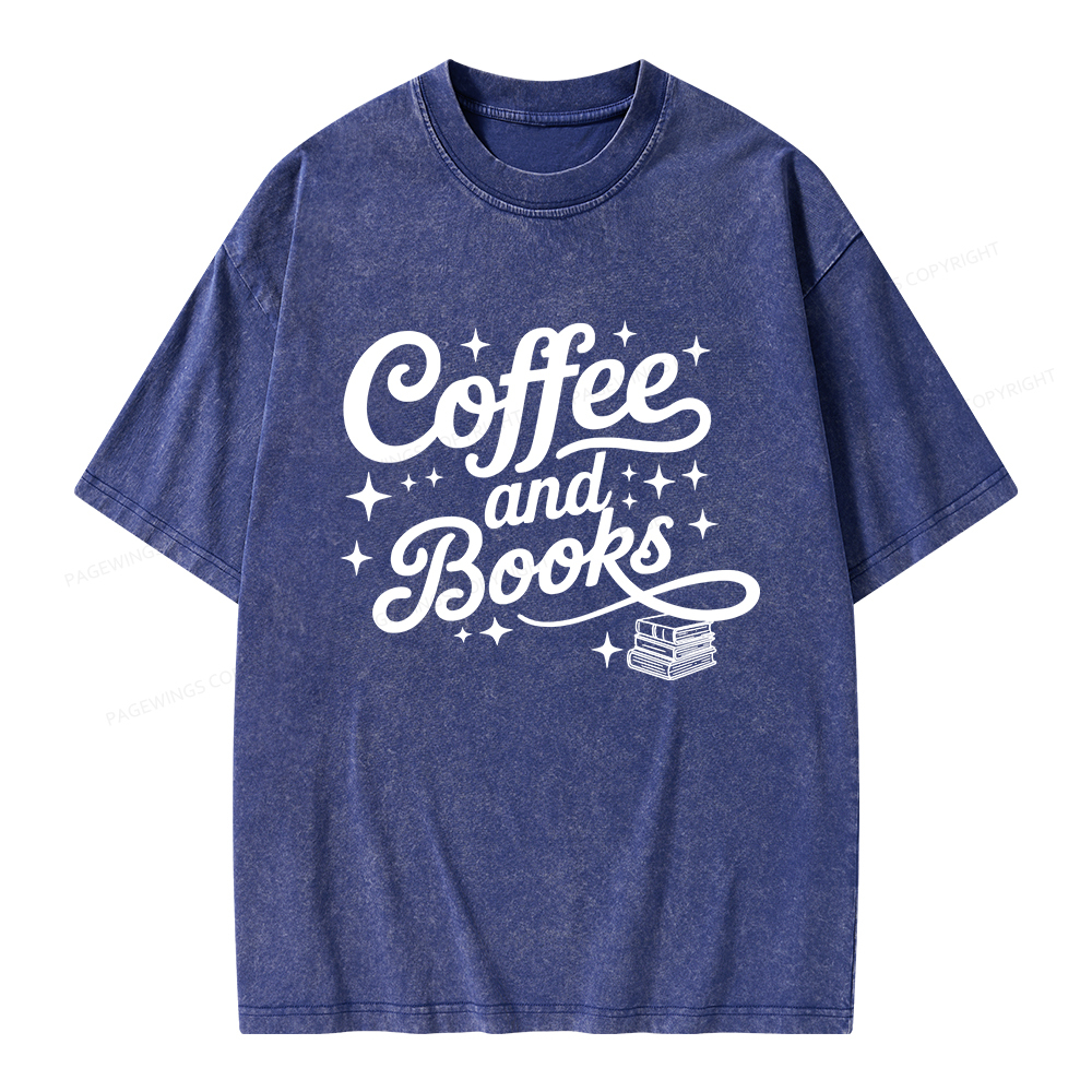 Pagewings Coffee and Books Unisex Washed T-shirt