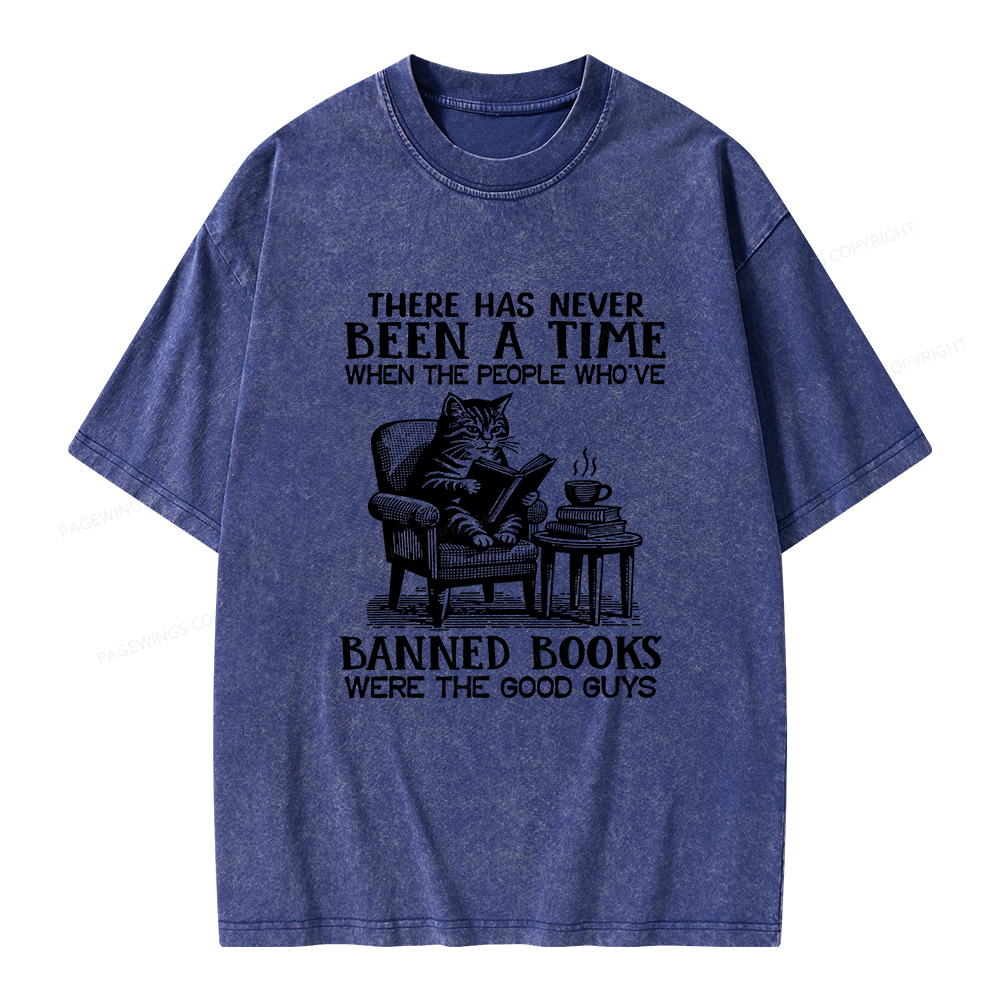 Pagewings Cats Reading Books Are Prohibited From Having Books Unisex Washed T-shirt