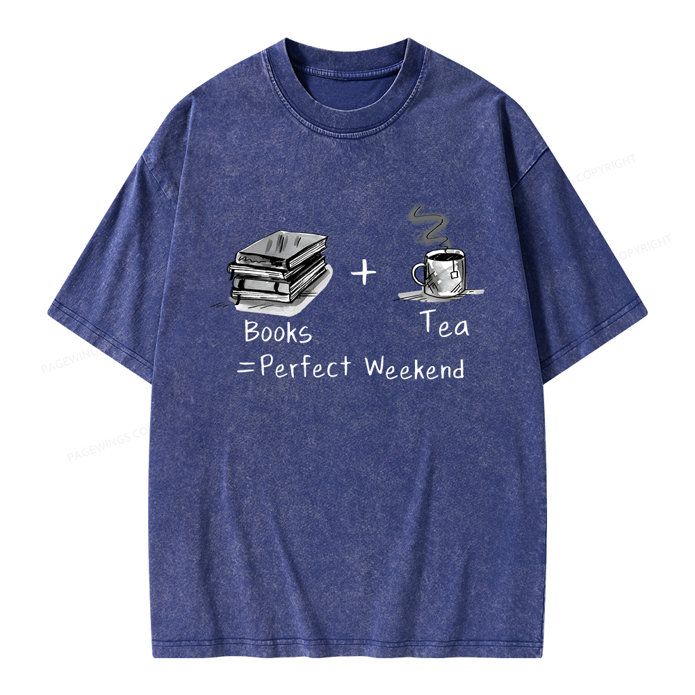 Pagewings Books Tea Perfect Weekend Unisex Washed T-shirt