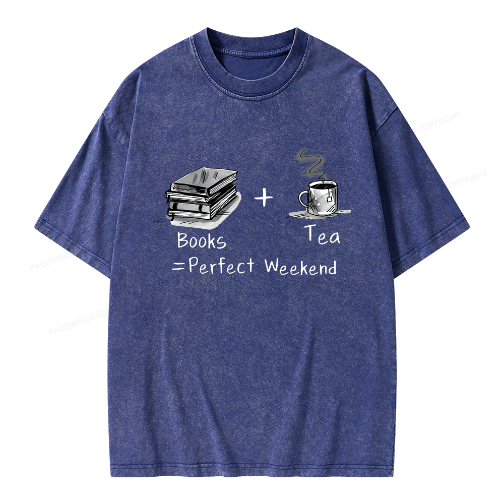 Pagewings Books Tea Perfect Weekend Unisex Washed T-shirt
