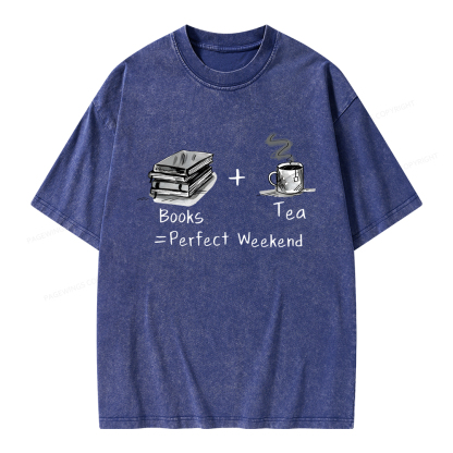Pagewings Books Tea Perfect Weekend Unisex Washed T-shirt