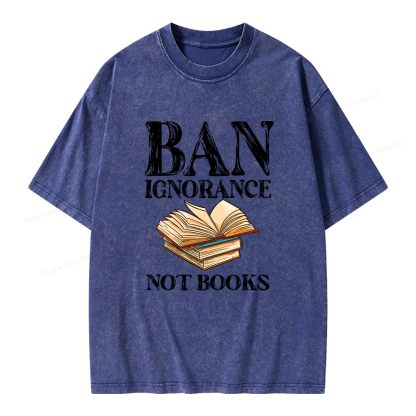 Pagewings Ban Ignorance Not Books Unisex Washed T-shirt