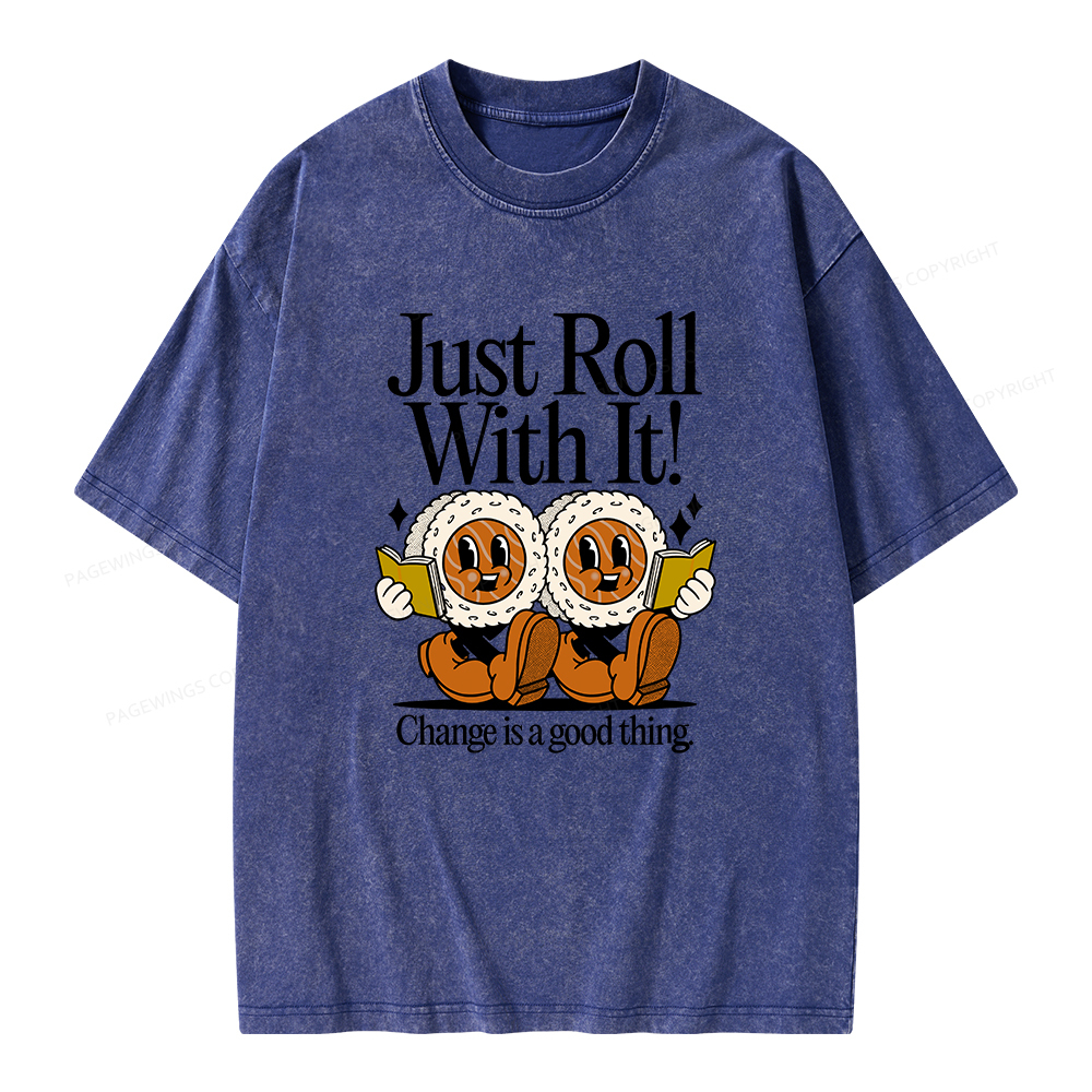 Pagewings Just Roll Into a Book Unisex Washed T-shirt