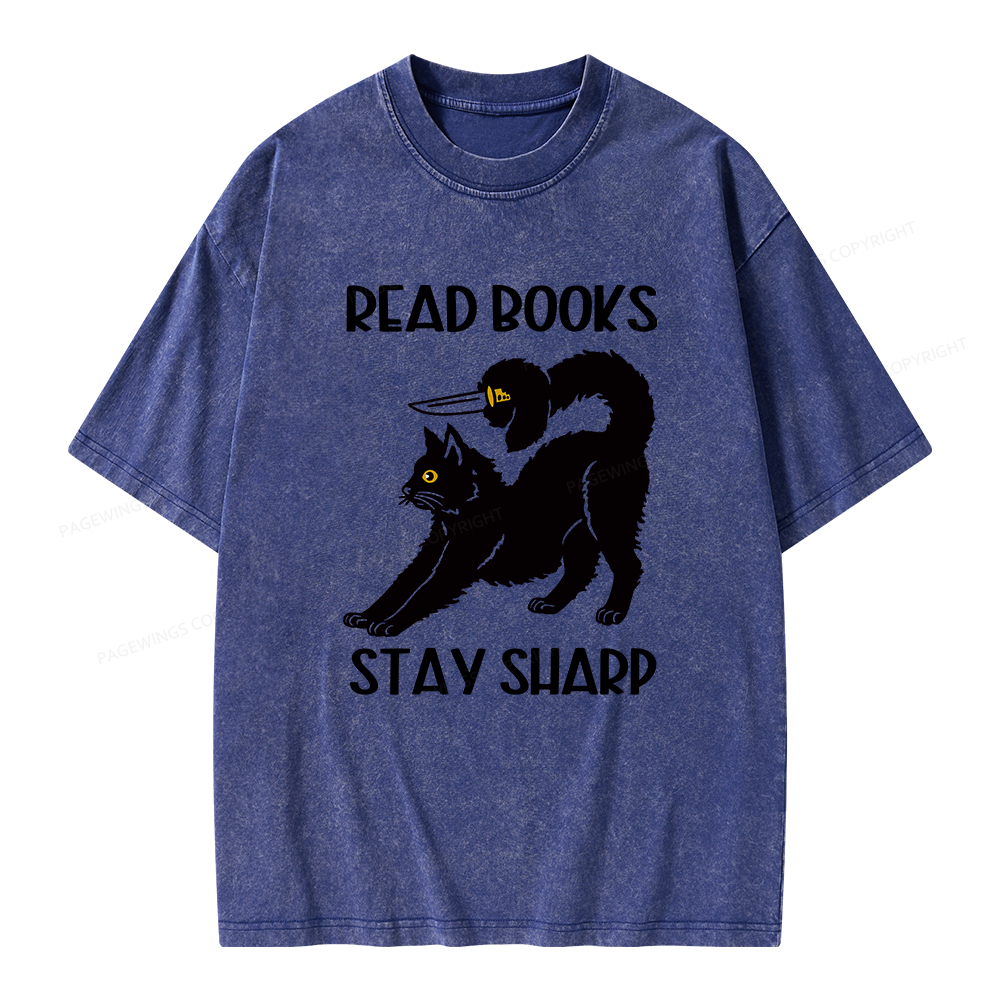 Pagewings Read Books Stay Sharp Unisex Washed T-shirt