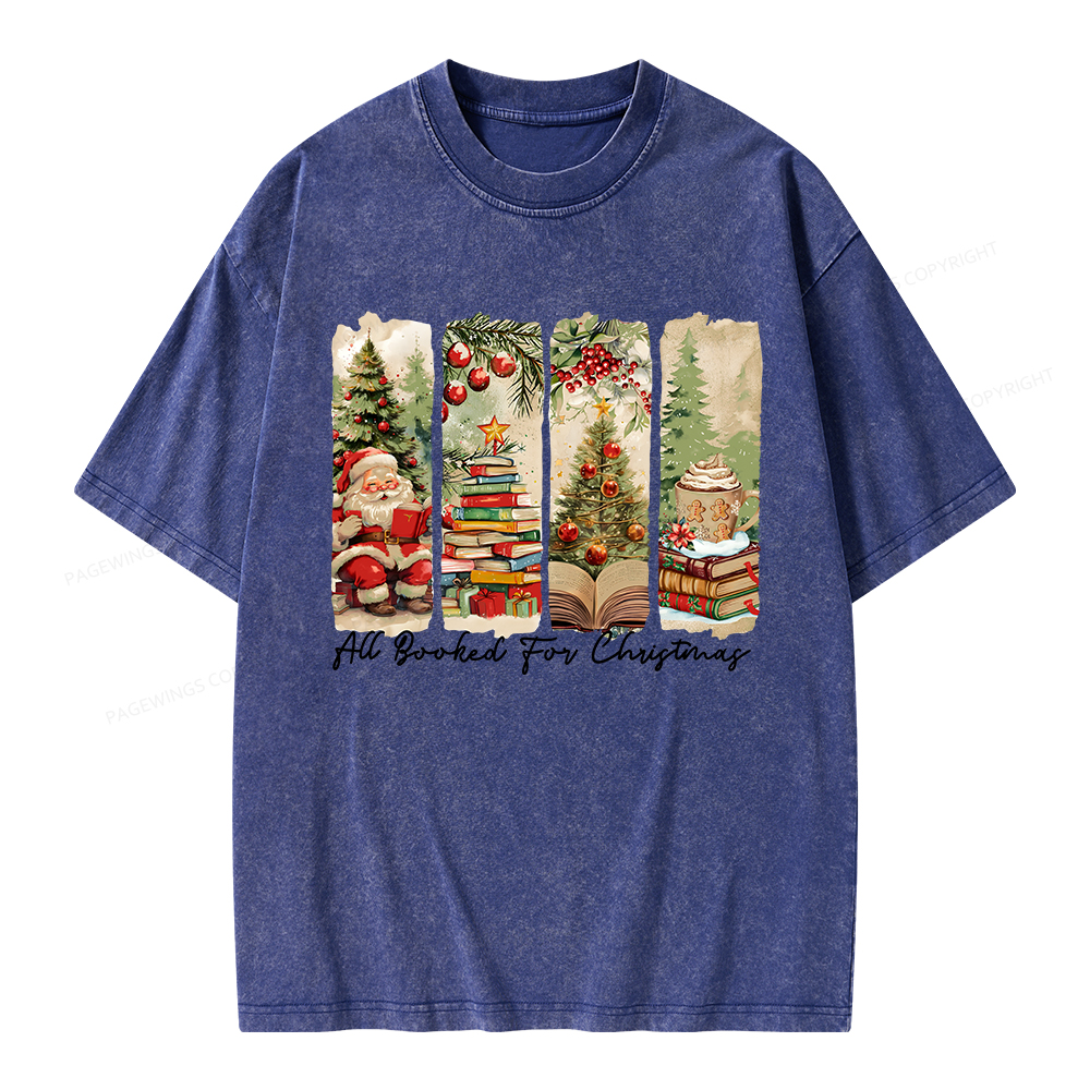 Pagewings All Booked for Christmas Unisex Washed T-shirt