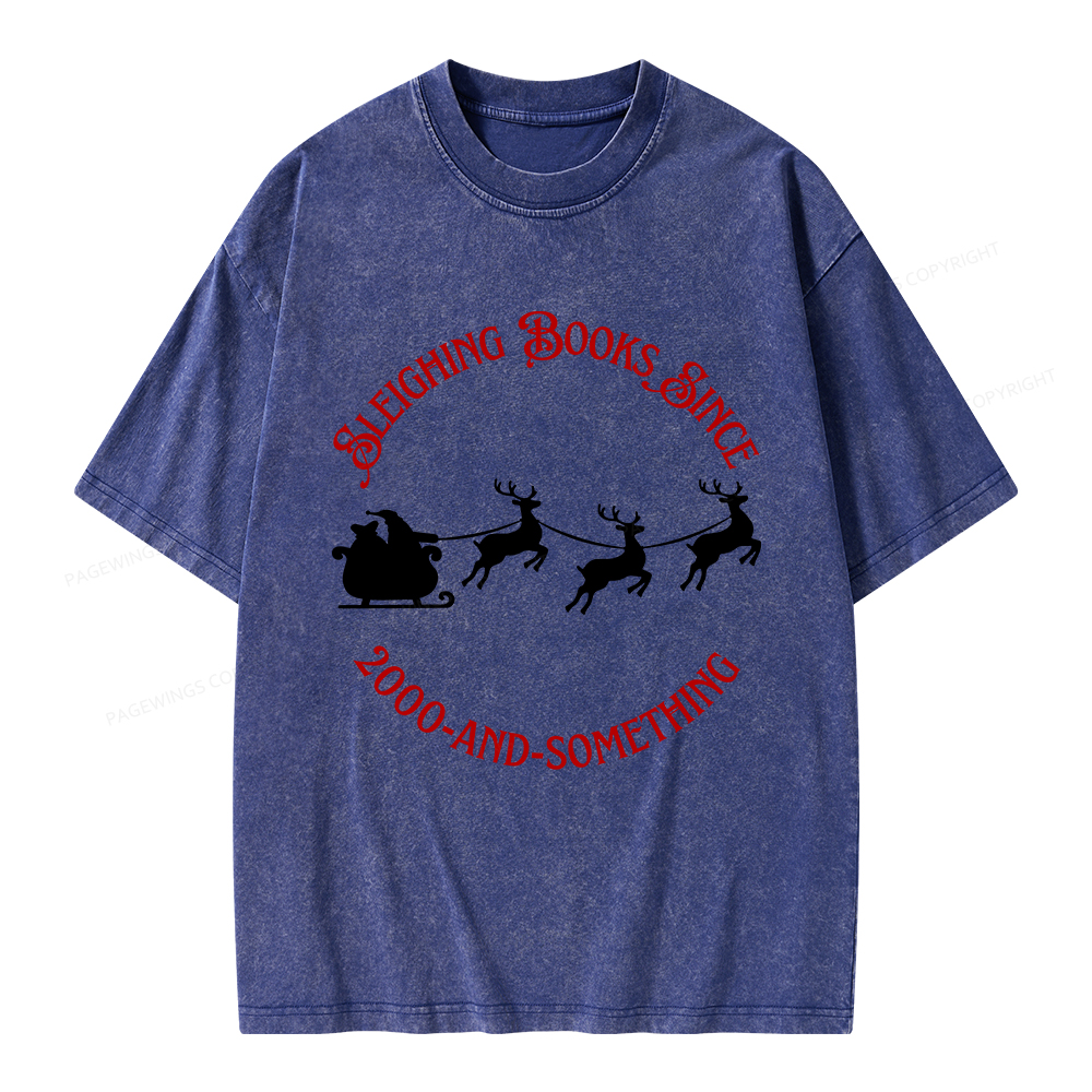 Pagewings Sleighing Books Since 2000-And-Something Unisex Washed T-shirt