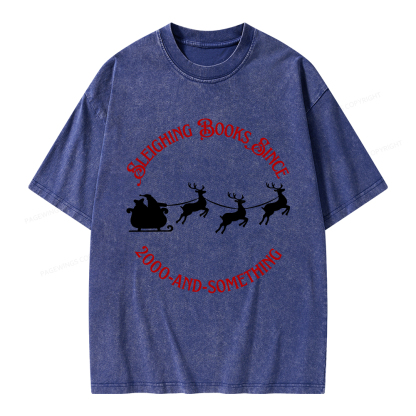 Pagewings Sleighing Books Since 2000-And-Something Unisex Washed T-shirt