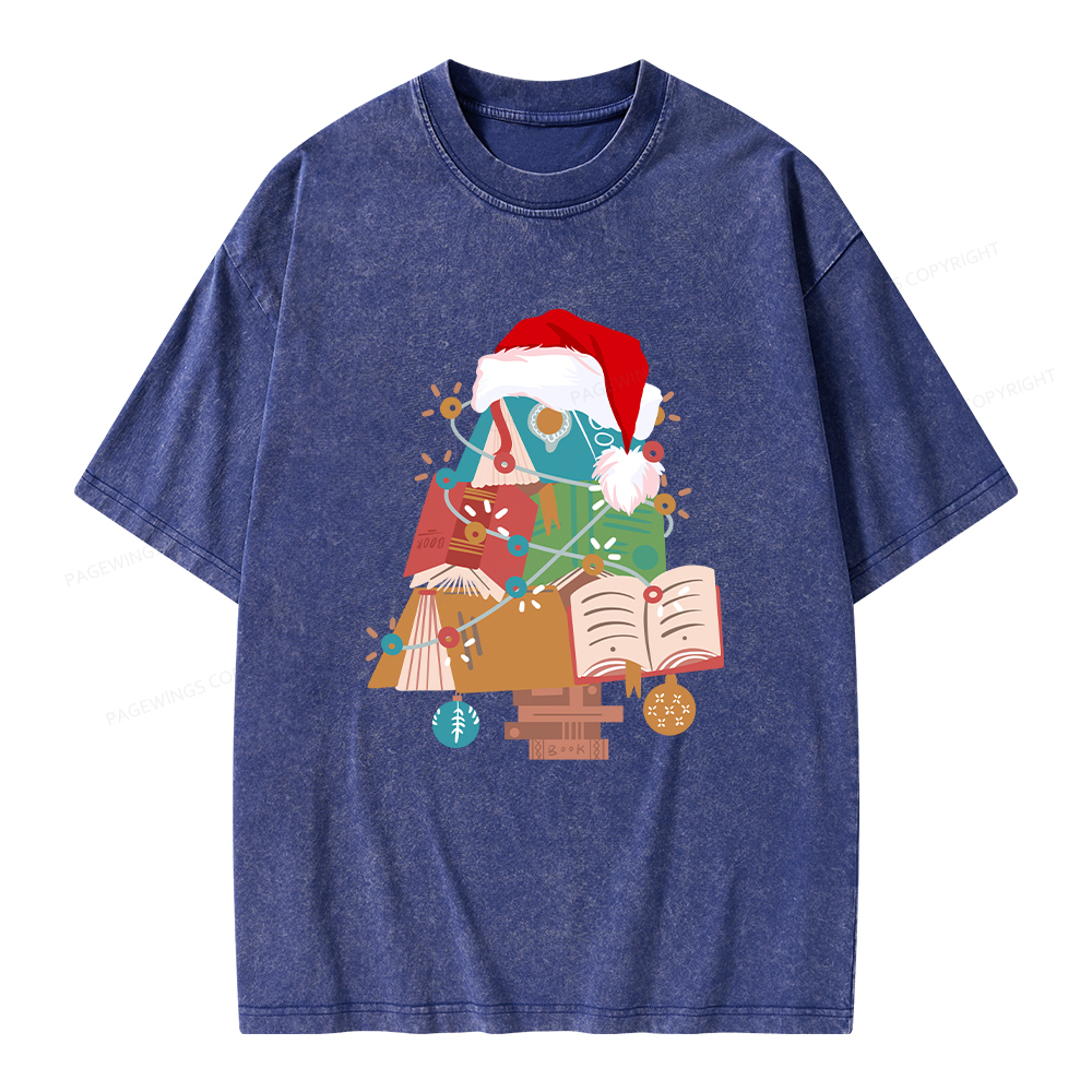 Pagewings Bookish Christmas Unisex Washed T-shirt