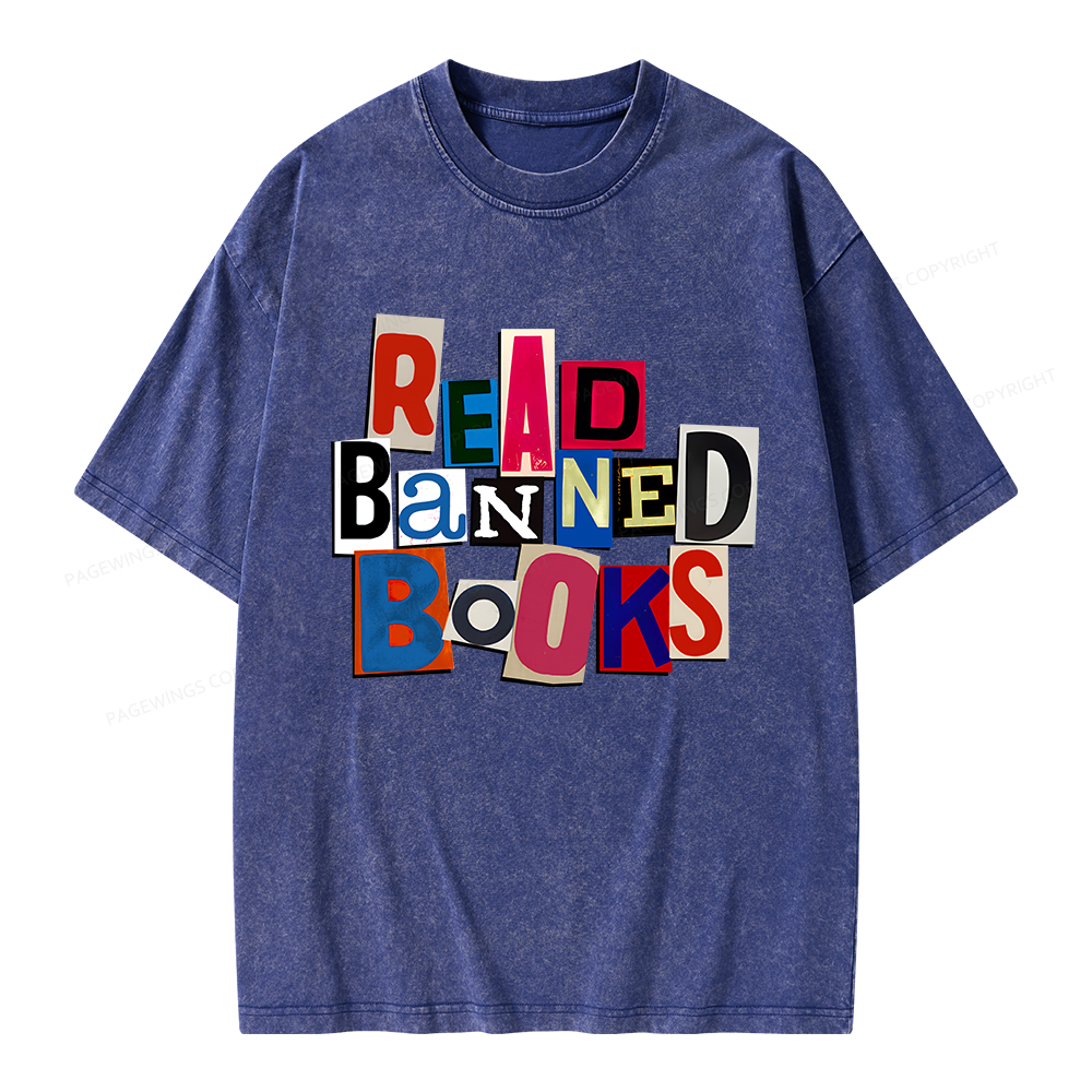 Pagewings Read Banned Books Unisex Washed T-shirt