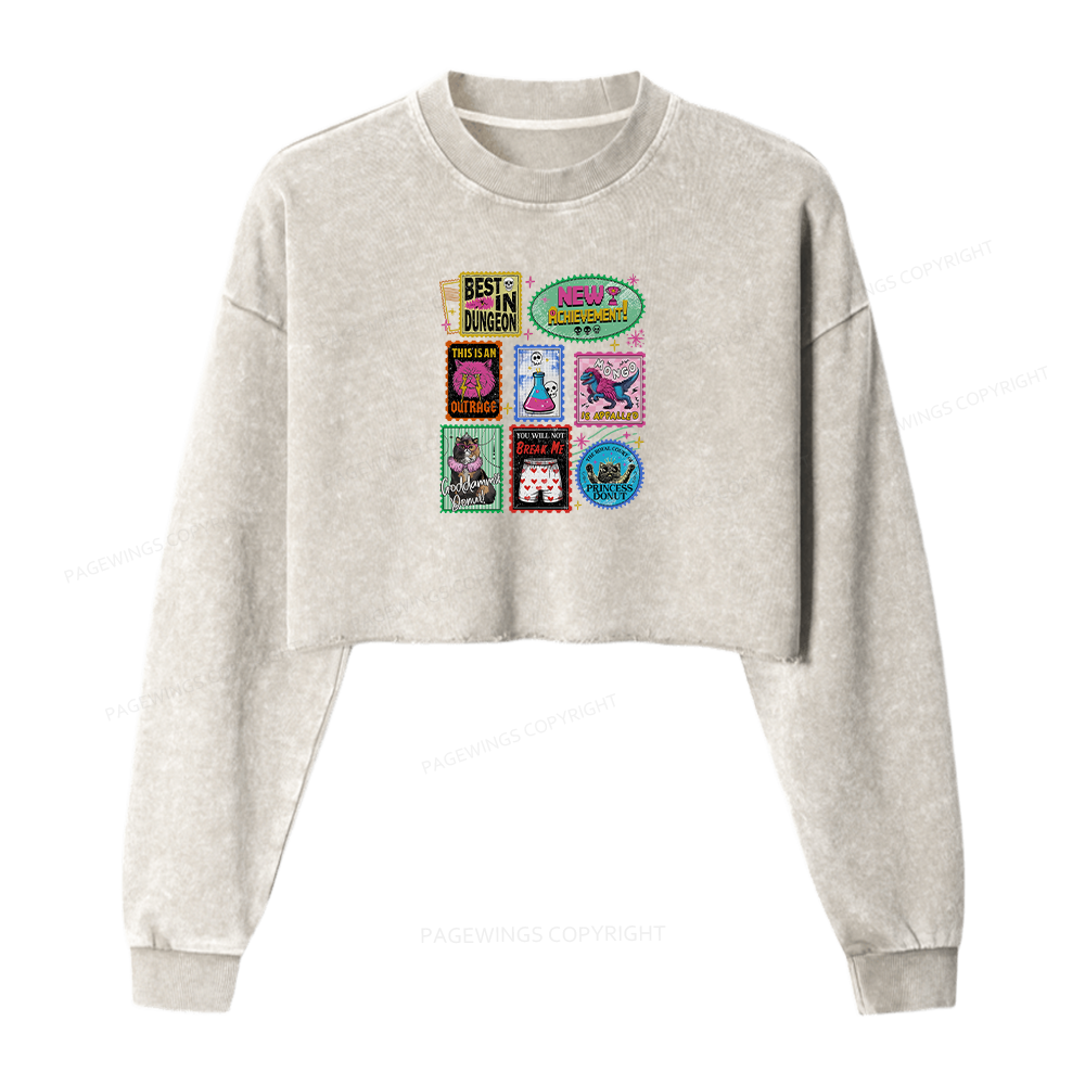 Pagewings New Achievement Women Washed Crop Sweatshirt