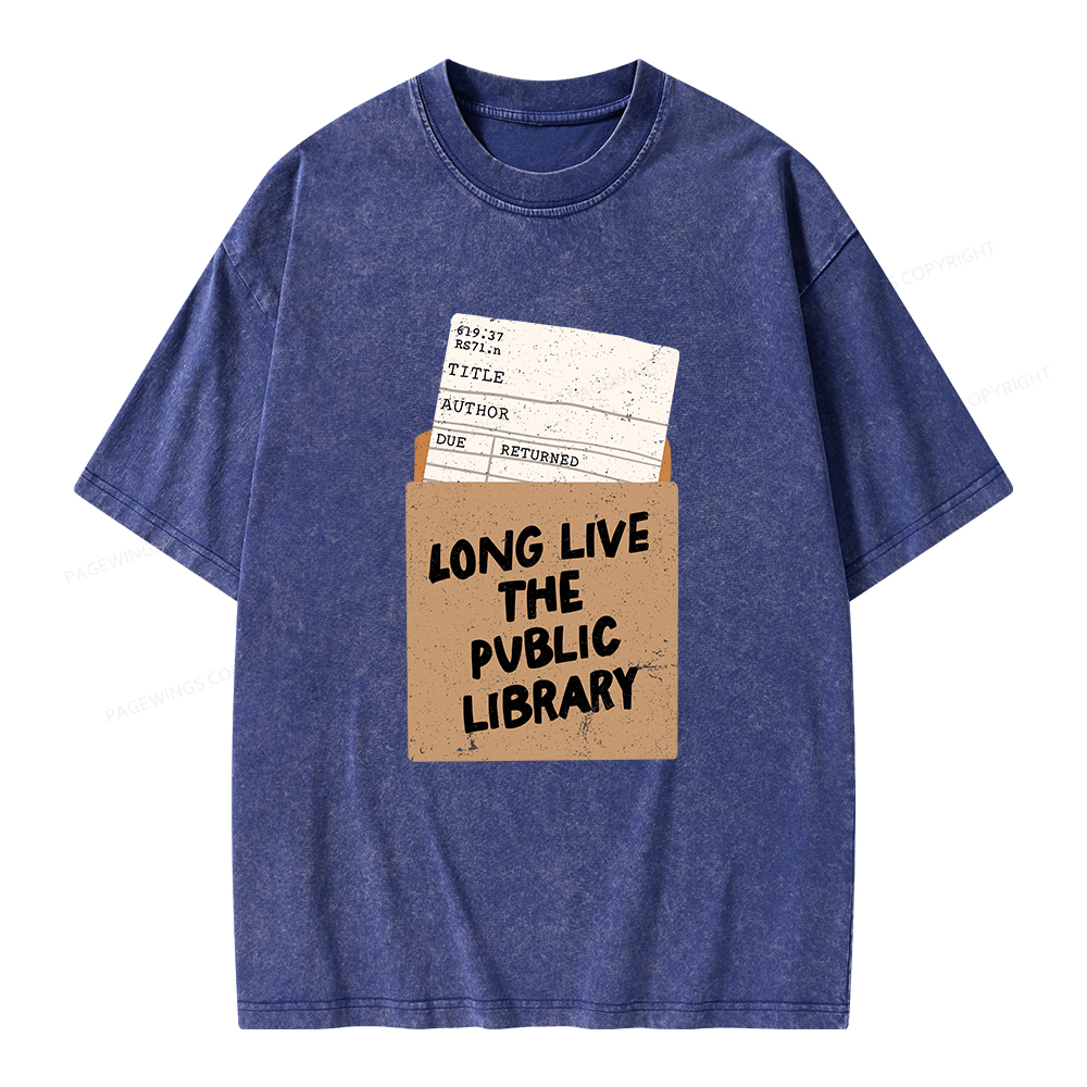 Pagewings Long Live The Public Library Unisex Washed T-shirt