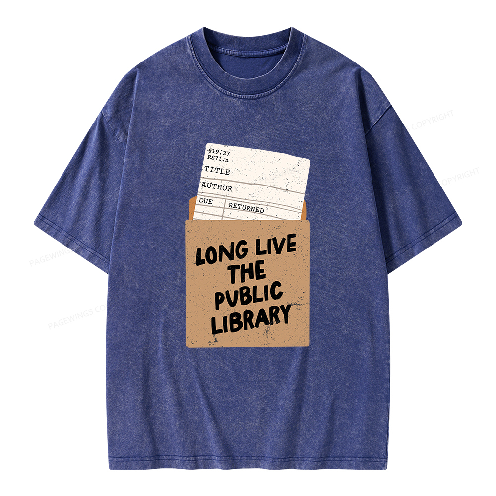 Pagewings Long Live The Public Library Unisex Washed T-shirt