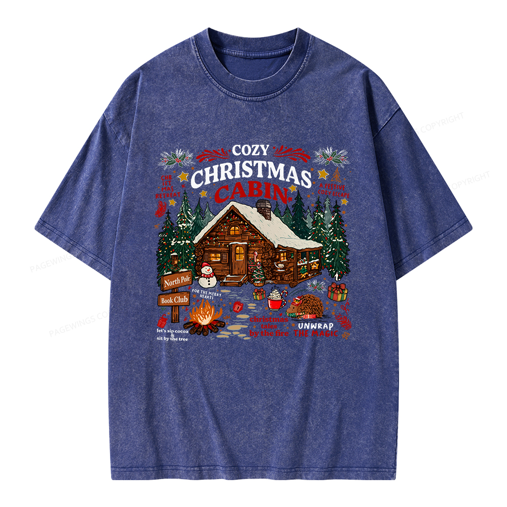 Pagewings Cozy Christmas Reading Unisex Washed T-shirt