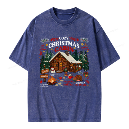 Pagewings Cozy Christmas Reading Unisex Washed T-shirt