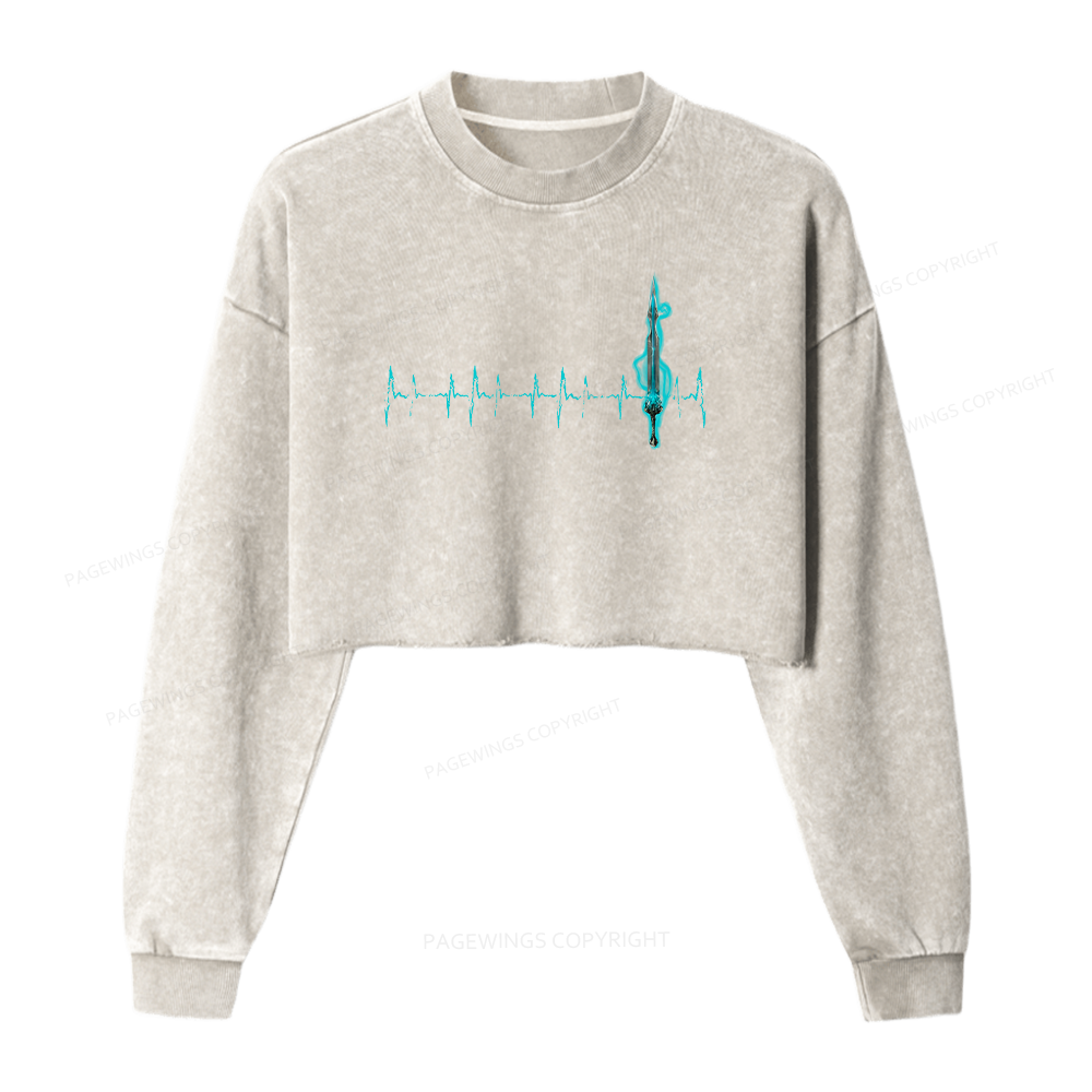 Pagewings Ten Heartbeats Stormlight Women Washed Crop Sweatshirt