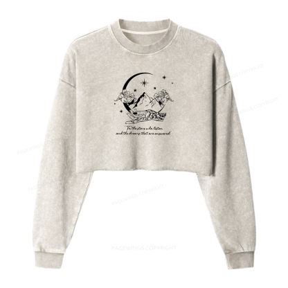 Pagewings To The Stars Who Listen Women Washed Crop Sweatshirt