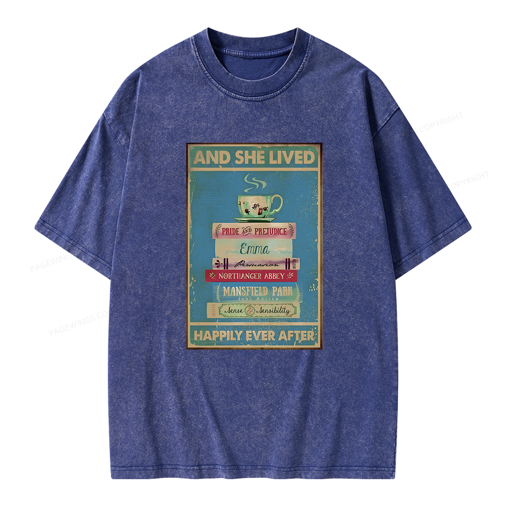 Pagewings And She Lived Happily Ever After Unisex Washed T-shirt