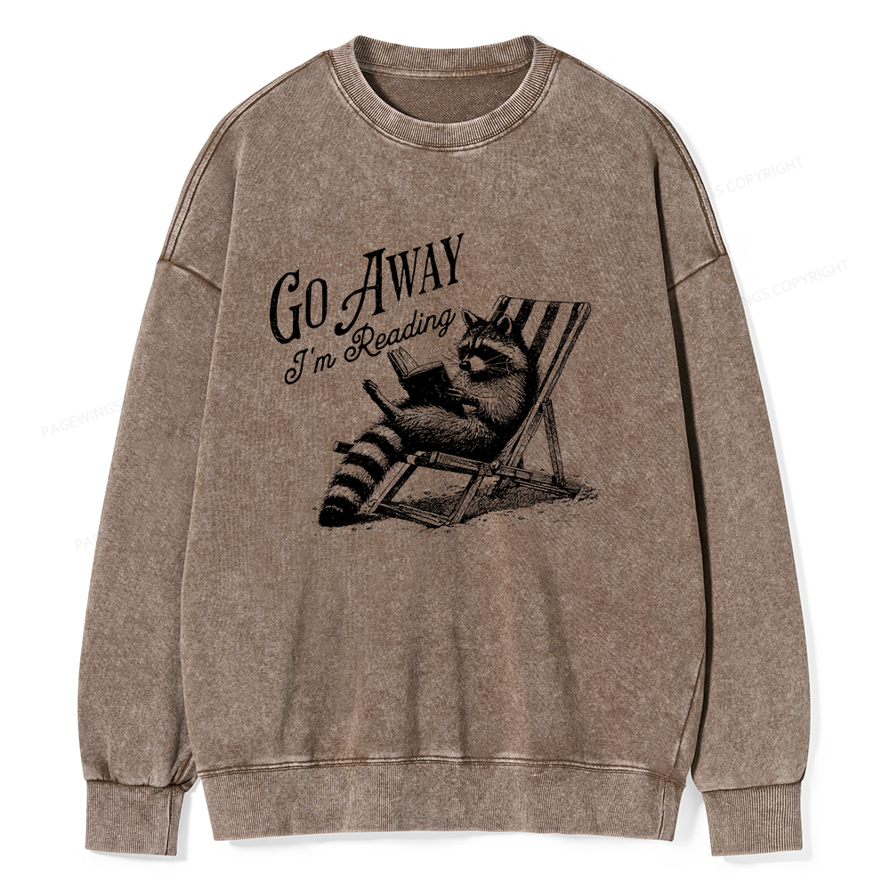 Pagewings Funny Raccoon Book Lover Tshirt Unisex Washed Sweatshirt