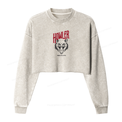 Pagewings Howler Women Washed Crop Sweatshirt
