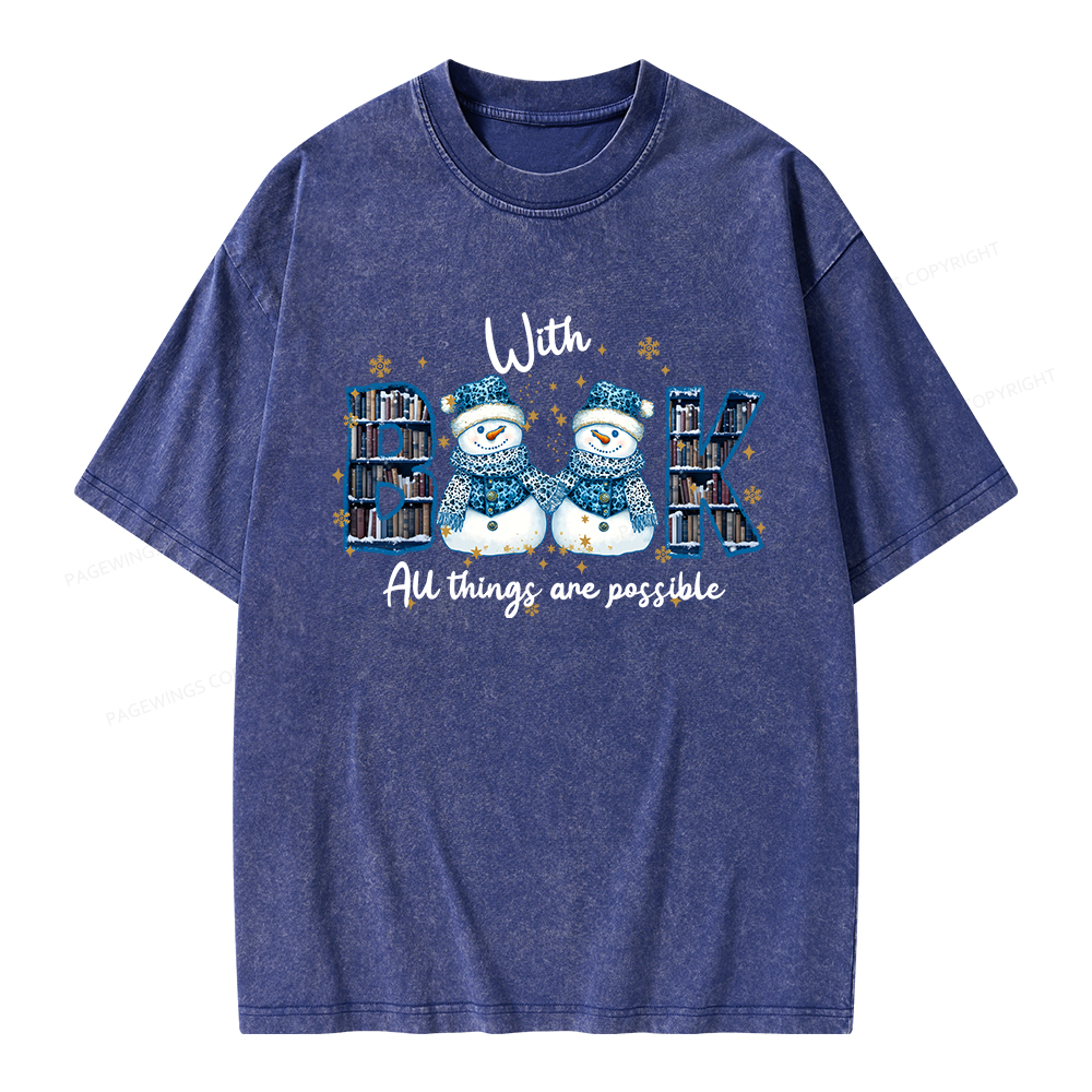 Pagewings With Book All Things Are Possible Unisex Washed T-shirt