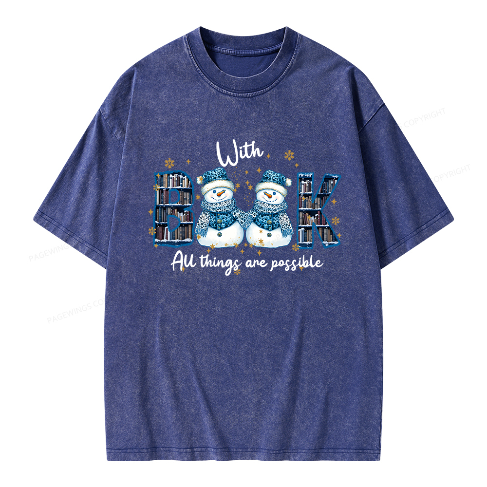 Pagewings With Book All Things Are Possible Unisex Washed T-shirt