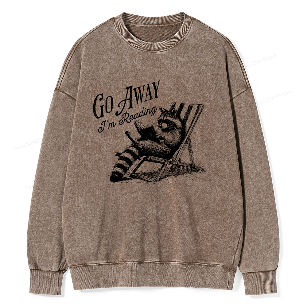 Pagewings Funny Raccoon Book Lover Tshirt Unisex Washed Sweatshirt