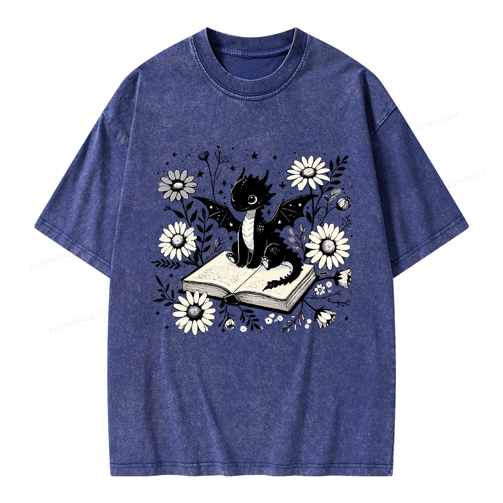 Pagewings Bookworm Dragon Unisex Washed T-shirt