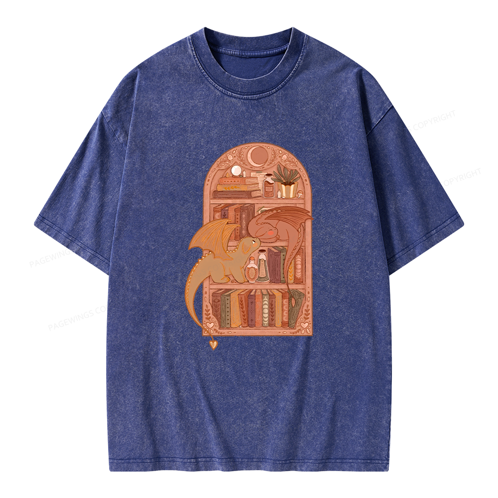 Pagewings Book Dragon Unisex Washed T-shirt