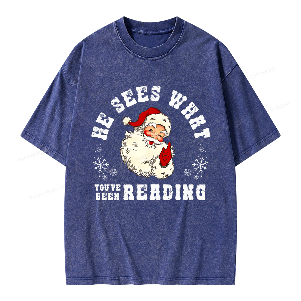 Pagewings He Sees What You've Been Reading Unisex Washed T-shirt