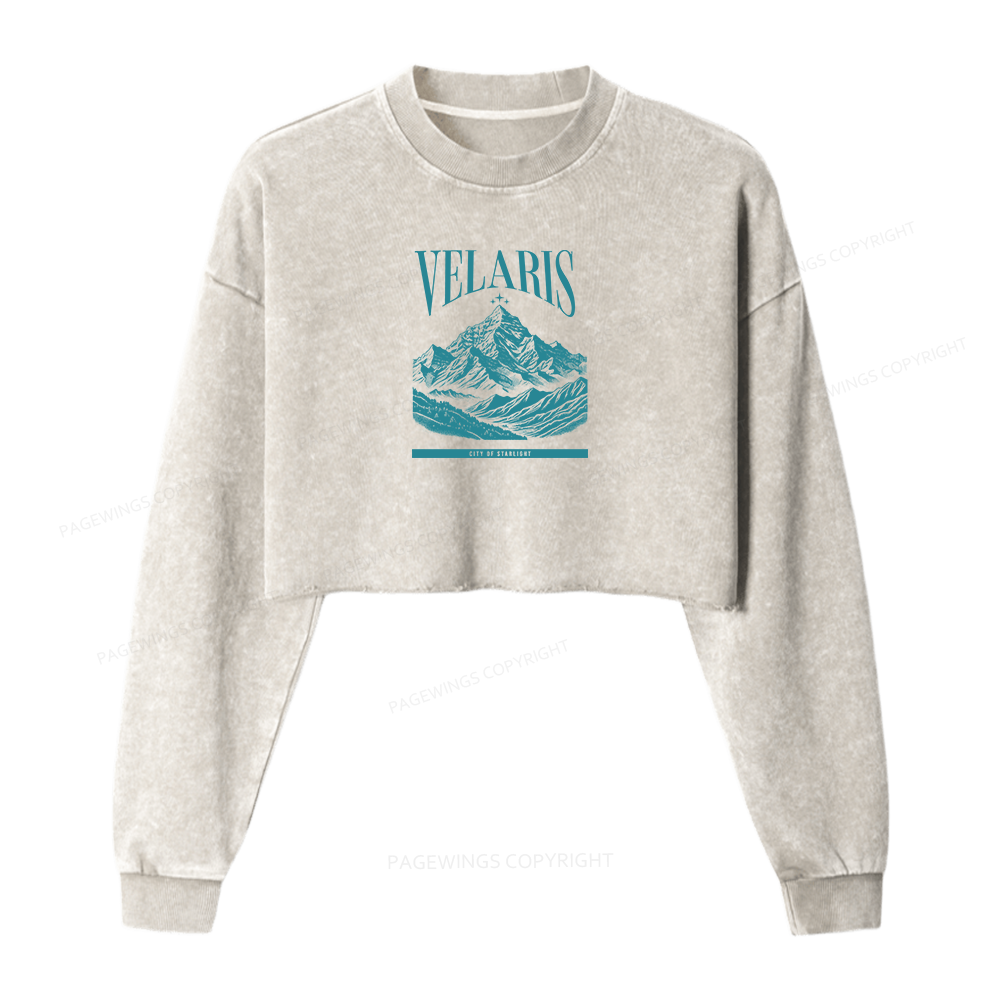 Pagewings Velaris Acotar Women Washed Crop Sweatshirt