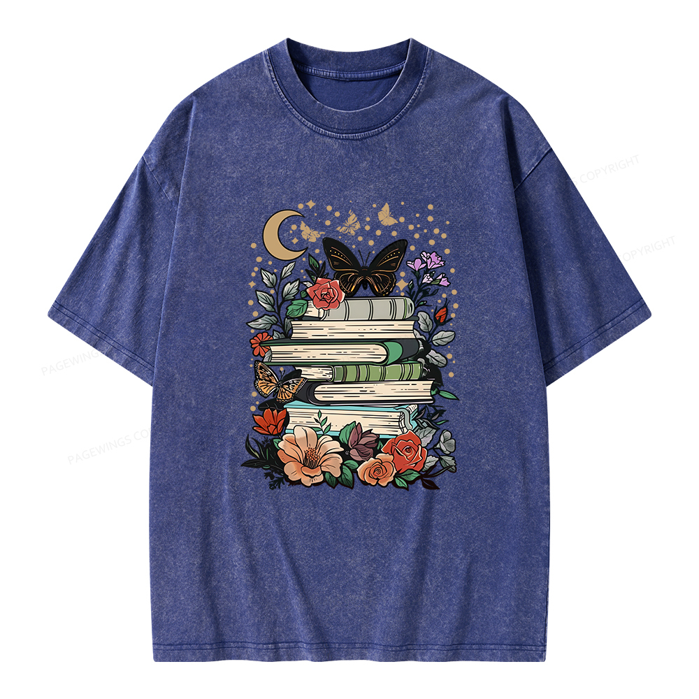 Pagewings Reading Books Stay Weird Unisex Washed T-shirt