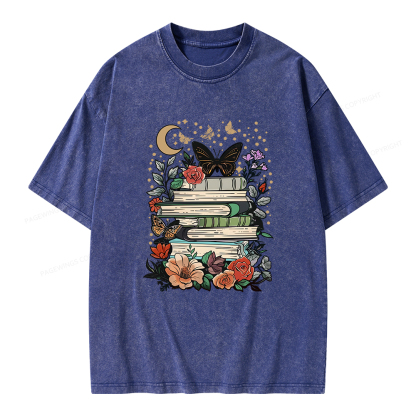 Pagewings Reading Books Stay Weird Unisex Washed T-shirt