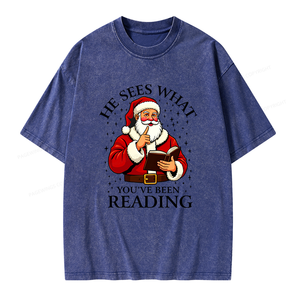 Pagewings He Sees What You've Been Reading Unisex Washed T-shirt