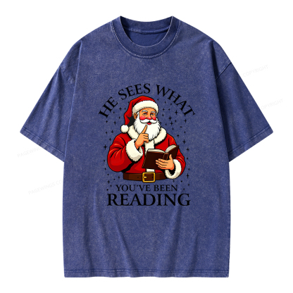 Pagewings He Sees What You've Been Reading Unisex Washed T-shirt