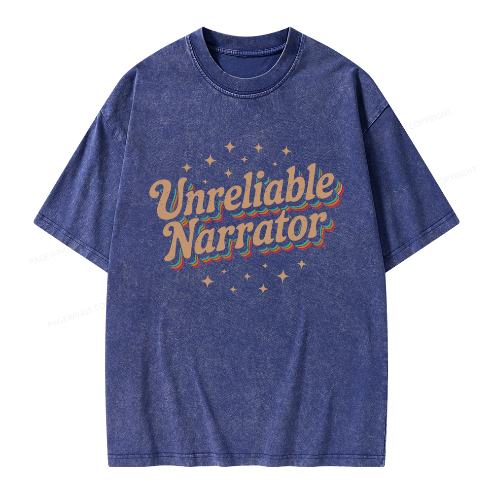 Pagewings Unreliable Narrator Unisex Washed T-shirt