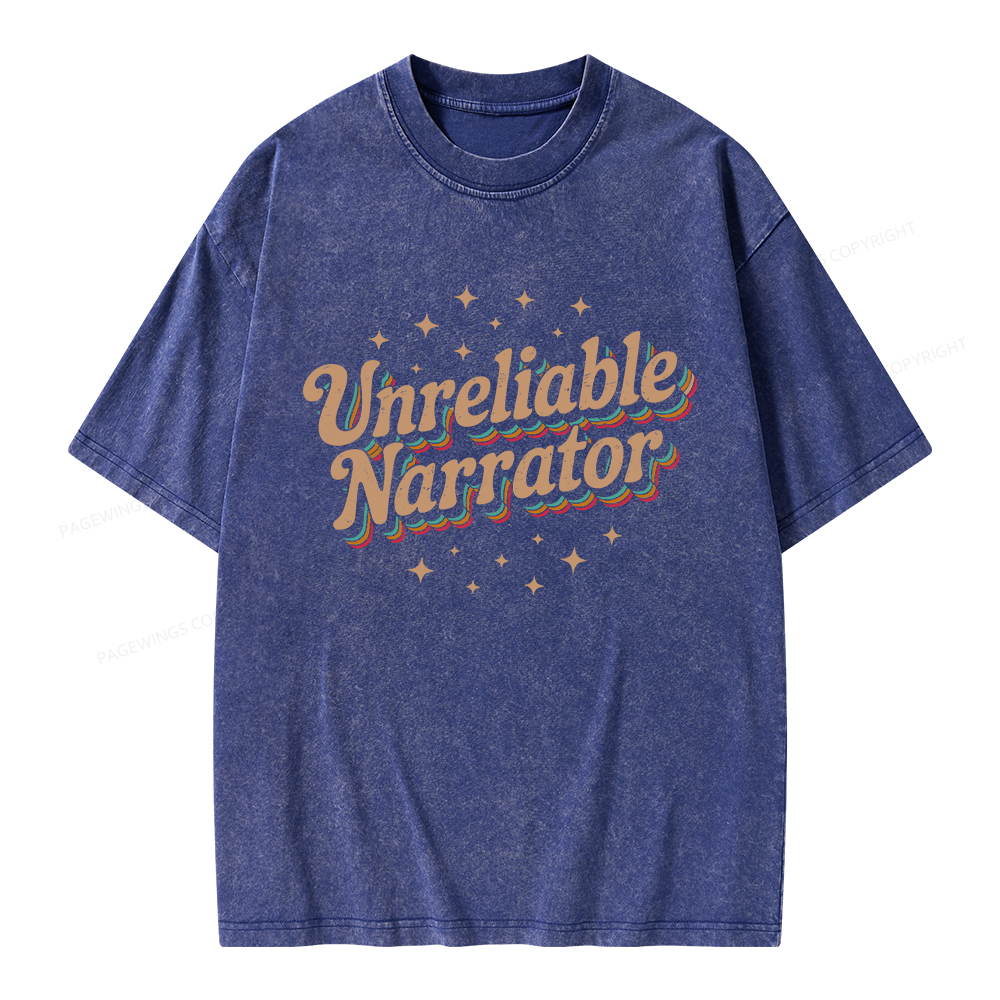 Pagewings Unreliable Narrator Unisex Washed T-shirt
