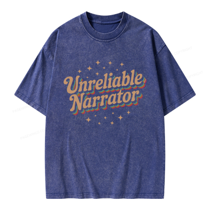 Pagewings Unreliable Narrator Unisex Washed T-shirt
