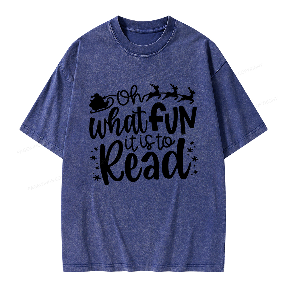 Pagewings Oh What Fun It Is To Read Unisex Washed T-shirt