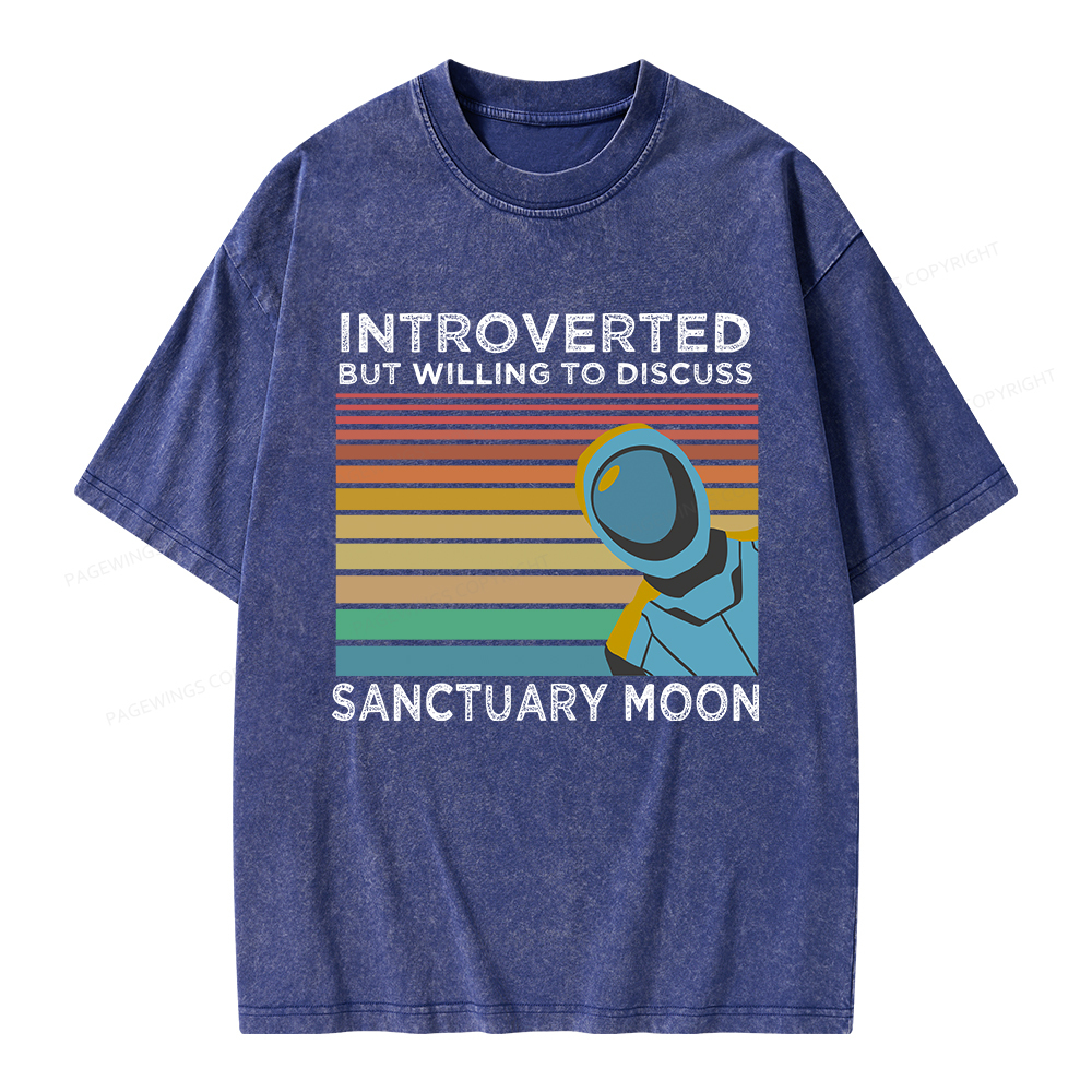 Pagewings Introverted But Willing to Discuss Sanctuary Moon Unisex Washed T-shirt