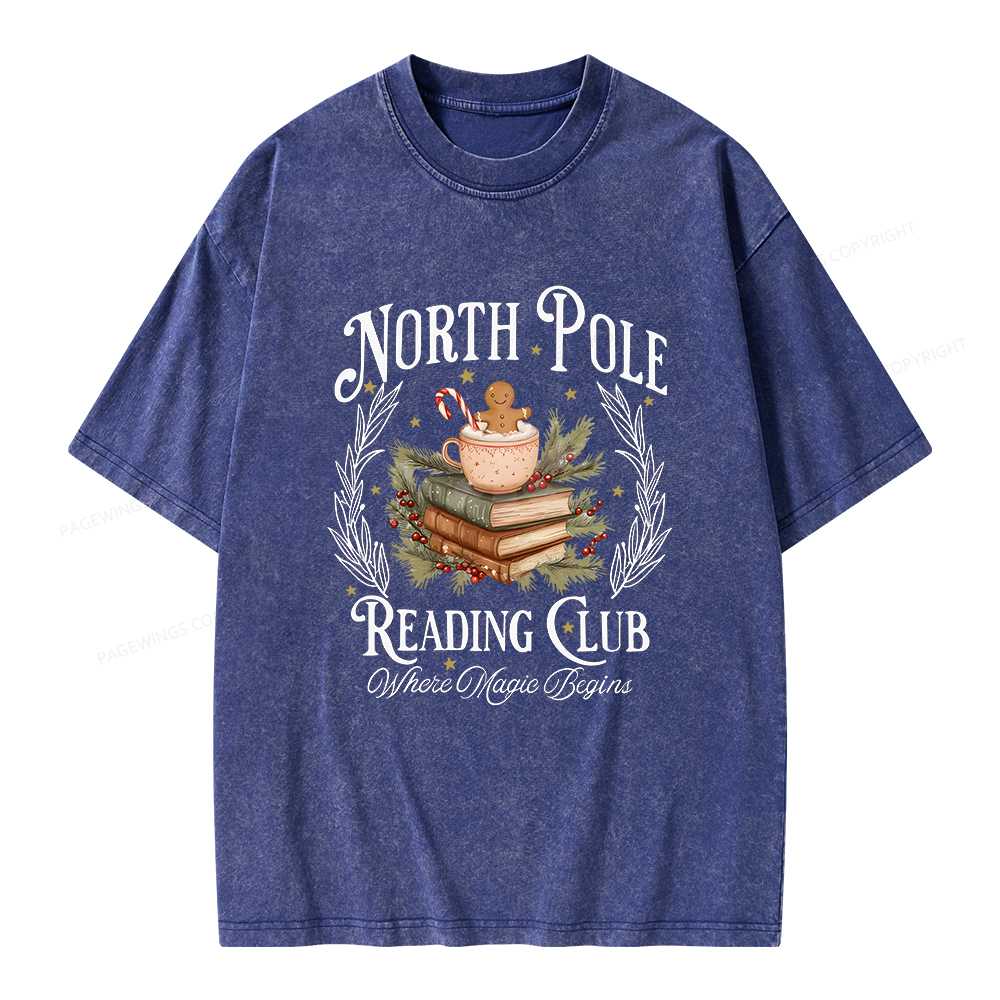 Pagewings North Pole Book Club Unisex Washed T-shirt