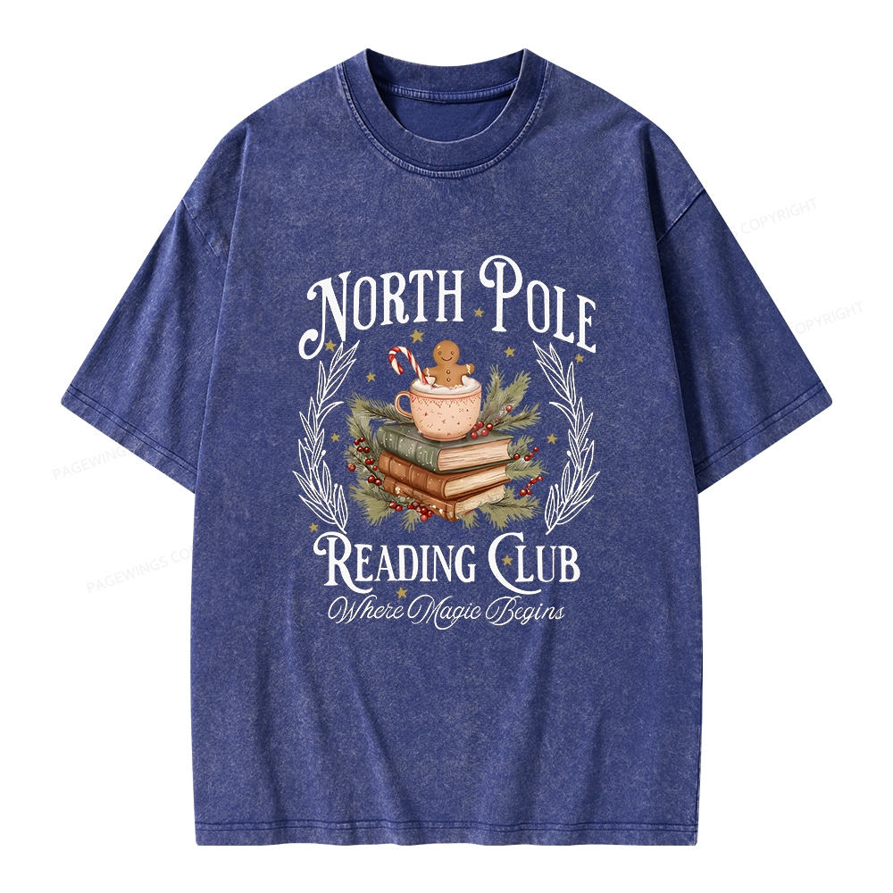 Pagewings North Pole Book Club Unisex Washed T-shirt