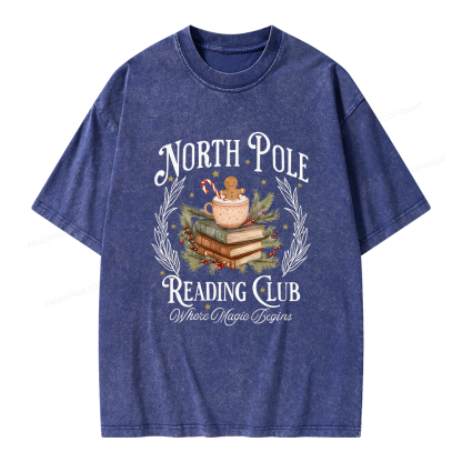 Pagewings North Pole Book Club Unisex Washed T-shirt