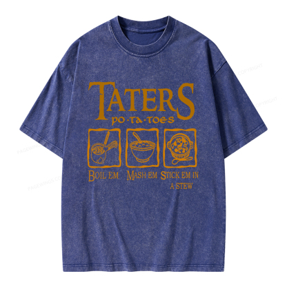 Pagewings Taters PoTaToes Unisex Washed T-shirt