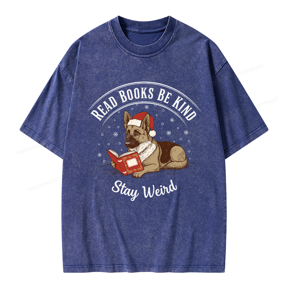 Pagewings Read Books Be Kind Stay Weird Unisex Washed T-shirt