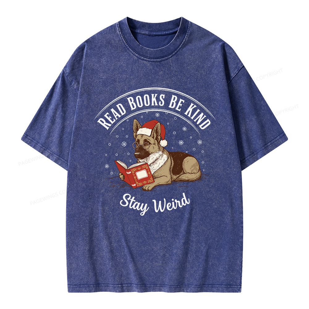 Pagewings Read Books Be Kind Stay Weird Unisex Washed T-shirt