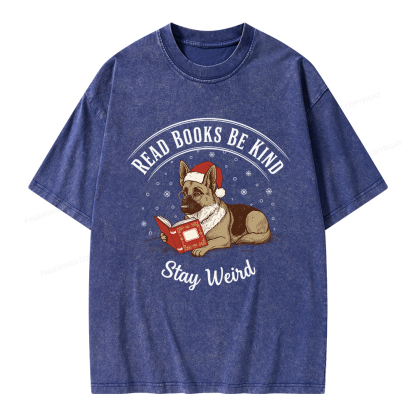 Pagewings Read Books Be Kind Stay Weird Unisex Washed T-shirt