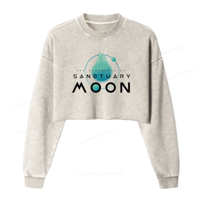 Pagewings Sanctuary Moon Women Washed Crop Sweatshirt