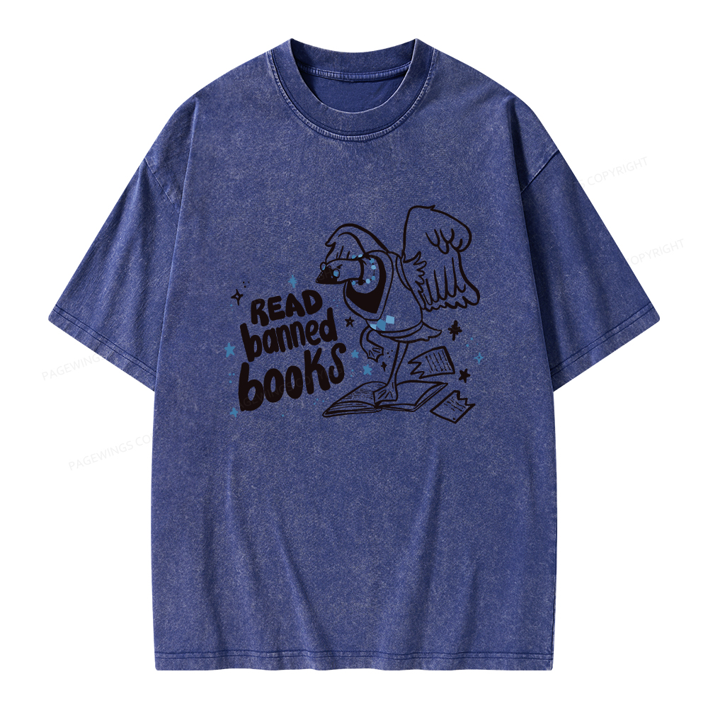 Pagewings Read Banned Book | Punk Goose T-Shirt Unisex Washed T-shirt